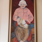 Adult painting of mum & cat in acrylics