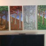 Adult painting same scene through the seasons in oils
